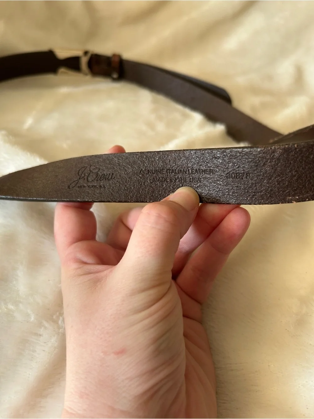 Vintage J. Crew brown genuine leather no hole ratchet belt men's M classic